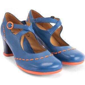 John Fluevog Malibran | Blue and Orange | Size 8.5
